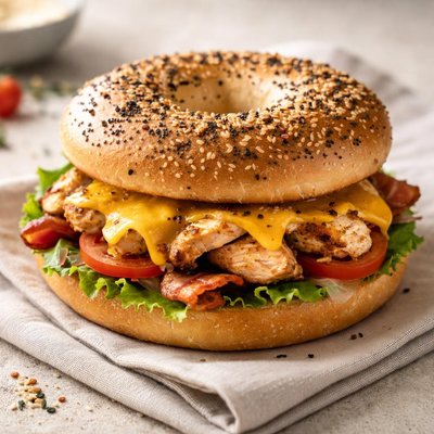 Chicken cheesy loaded bagel