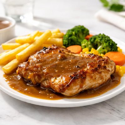 Chicken chop with gravy