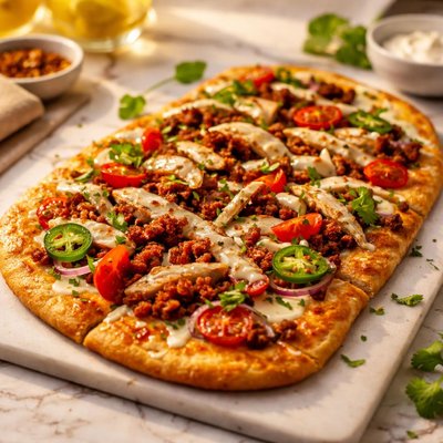 Chicken chorizo flatbread