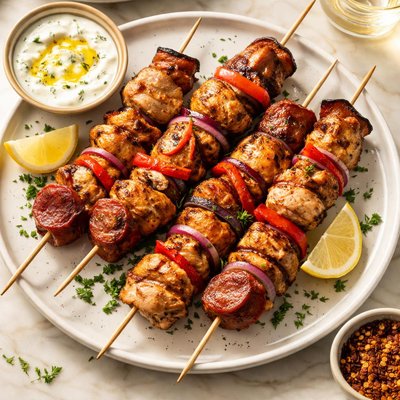 Chicken chorizo kebab