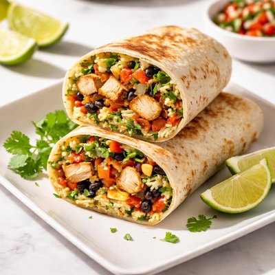 Chicken cilantro and lime burritos