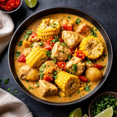 Chicken coconut stew with corn