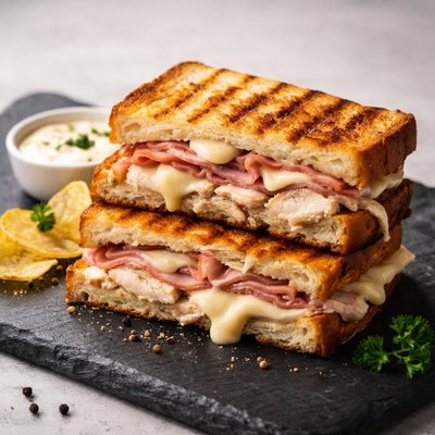 Chicken cordon bleu grilled sandwich