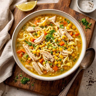Chicken corn noodle soup