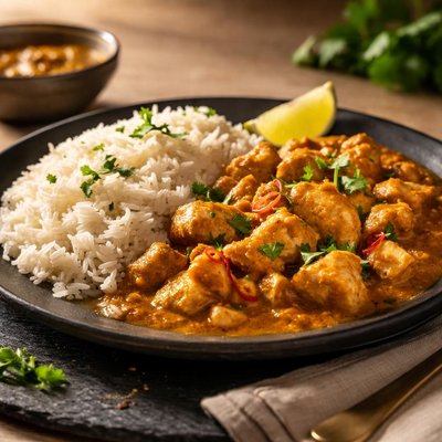 Chicken curry and rice