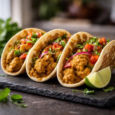 Chicken curry roti taco