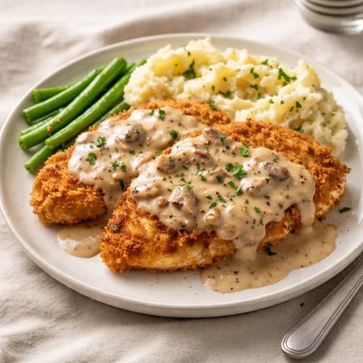 Chicken cutlet with gravy