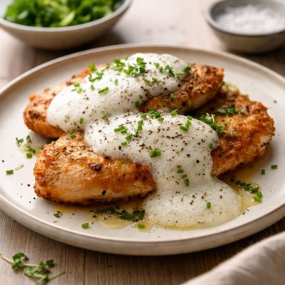 Chicken cutlets with foam