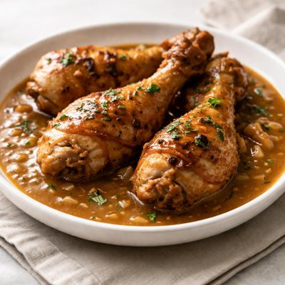 Chicken drumstick with gravy