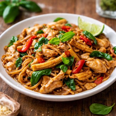 Chicken drunken noodles