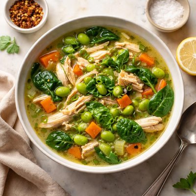 Chicken edamame soup