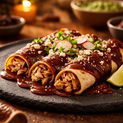 Chicken enchilada with mole