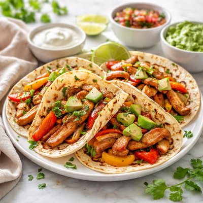 Chicken fajita with cassava tortilla