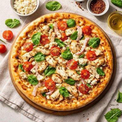 Chicken feta pizza