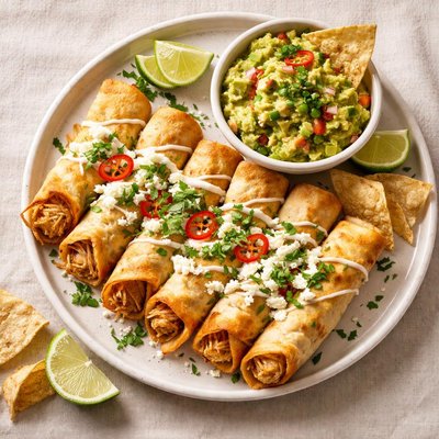 Chicken flauta with gaucamole