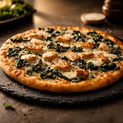 Chicken florentine pizza