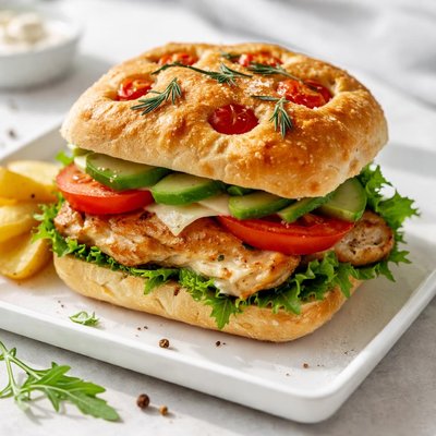 Chicken focaccia burger