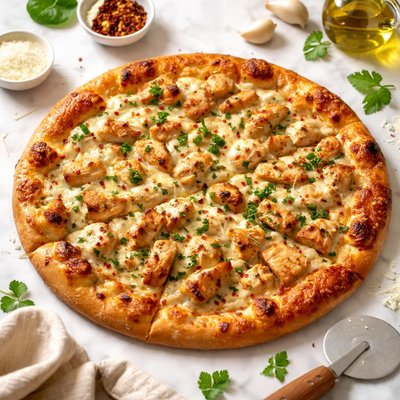 Chicken garlic pizza