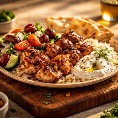 Chicken greek plate