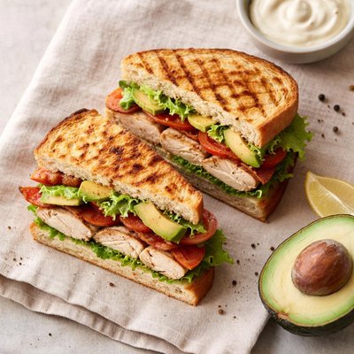 Chicken grilled sandwich with avocado