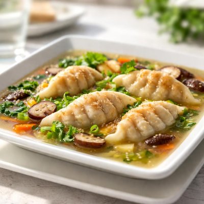 Chicken gyoza soup