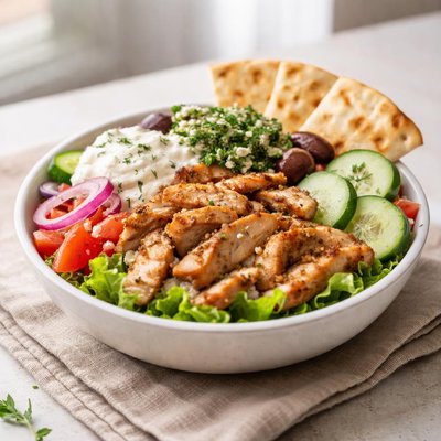 Chicken gyro salad bowl from nick the greeks