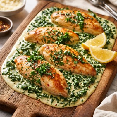 Chicken in spinach sauce