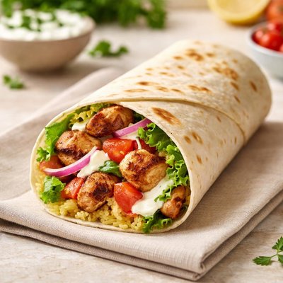 Chicken kebab burrito
