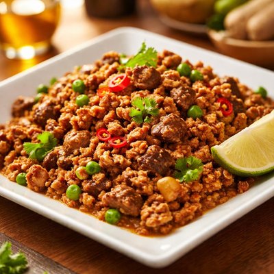 Chicken keema with bits of chicken liver