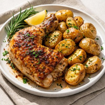 Chicken leg and potato