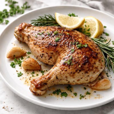 Chicken leg baked with skin