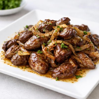 Chicken liver with oil and onion