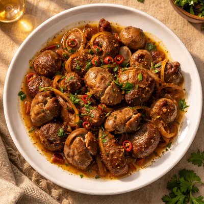 Chicken livers with boerewors