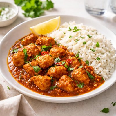 Chicken madras and rice