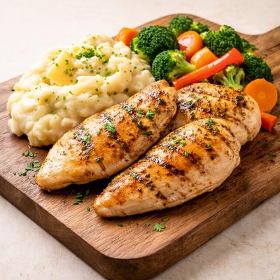 Chicken mash potato and veggies