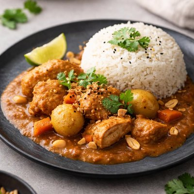 Chicken massuman curry with rice