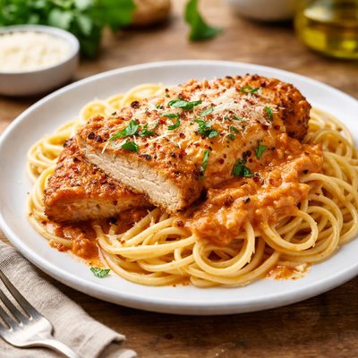Chicken milanese in vodka sauce