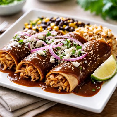 Chicken mole enchiladas