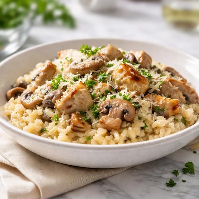 Chicken mushroom risotto