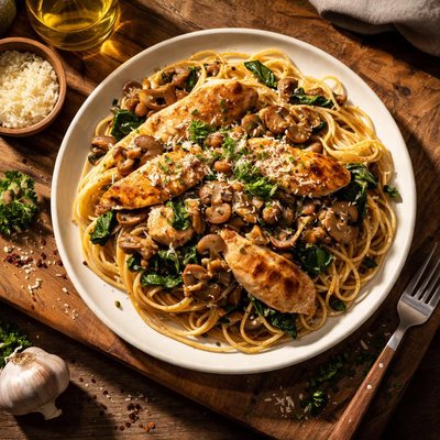 Chicken mushroom spaghetti