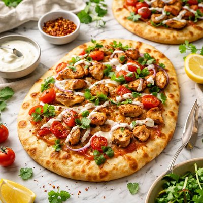 Chicken naan pizza