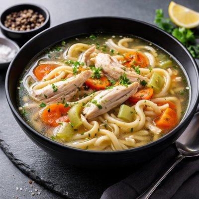 Chicken noodle broth