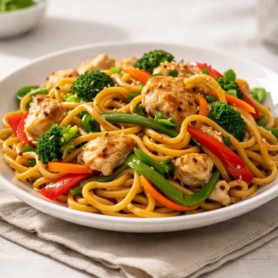 Chicken noodles with veggies