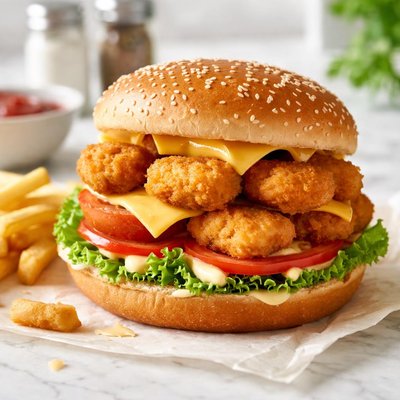 Chicken nugget burger