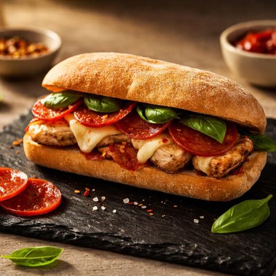 Chicken pepperoni sandwich