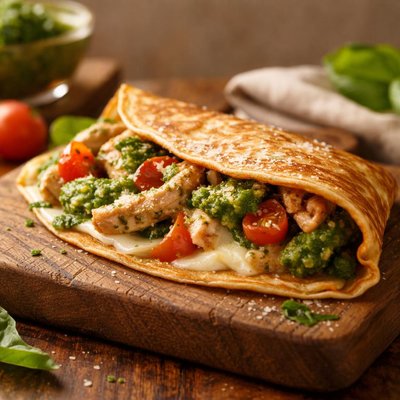 Chicken pesto crepe