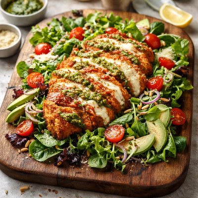 Chicken pesto parm salad
