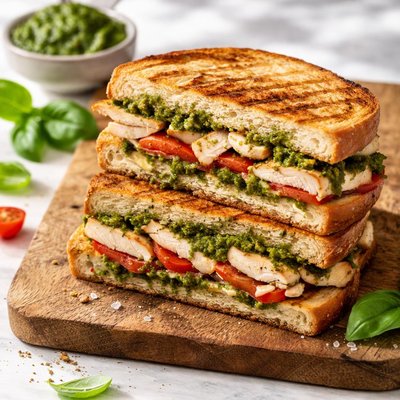 Chicken pesto toasted sandwich