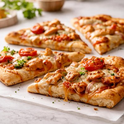Chicken pizza slices