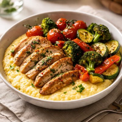 Chicken polenta veggies